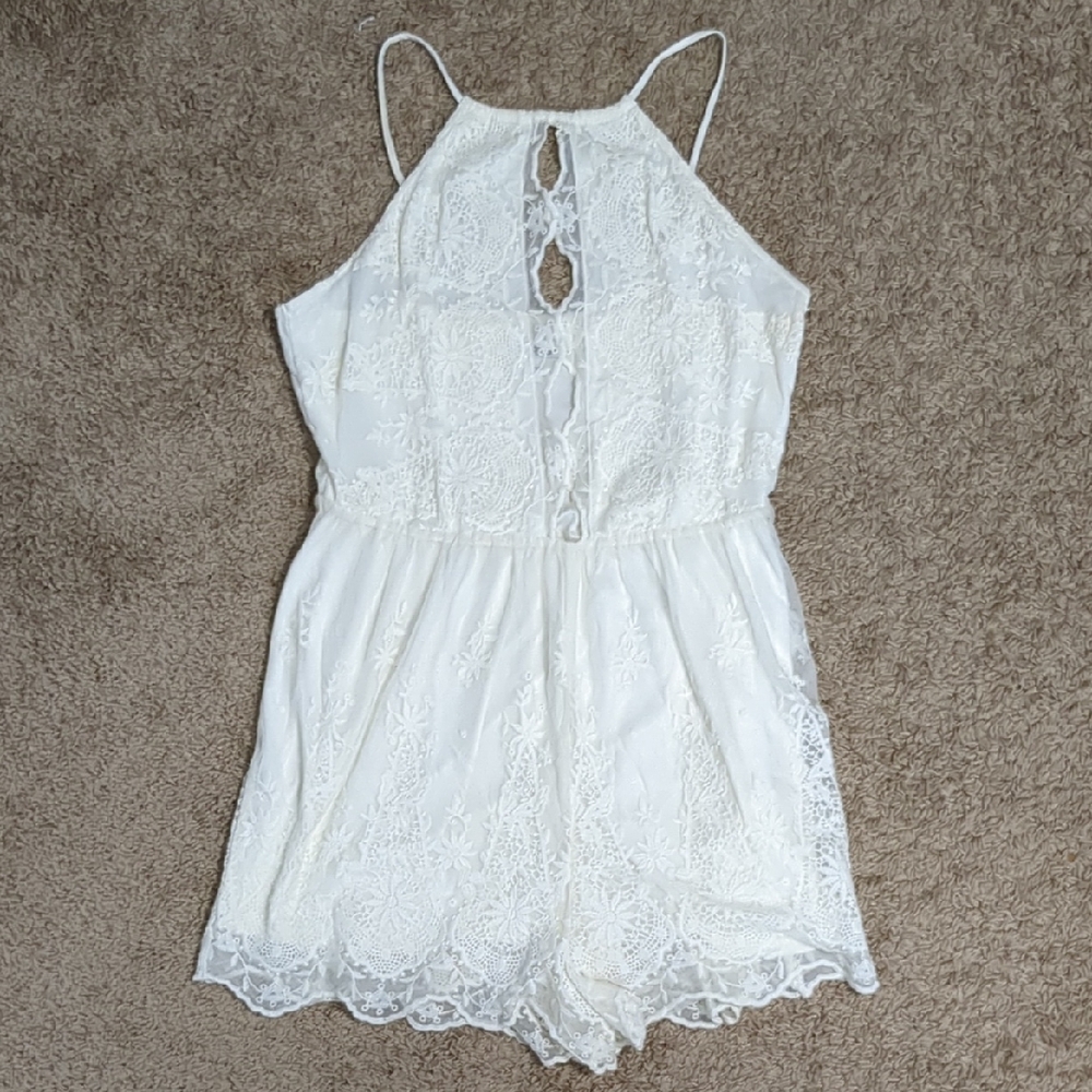 Express Ivory Lace Detail Top